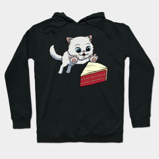 Persian Cat excited to eat Red Velvet Cake Hoodie